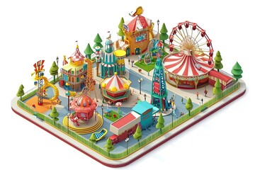 Isometric Theme Park Illustration