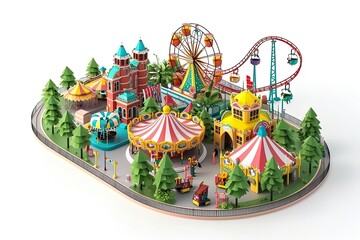 Isometric Theme Park Illustration