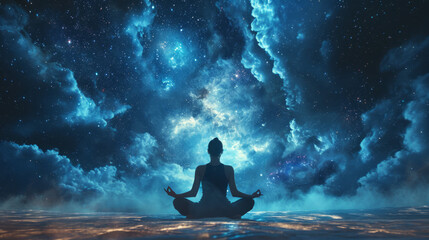 Meditation against the backdrop of space. Opening the chakra and restoring the soul.