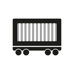 Container delivery train icon. Cargo rail icon. Residential configuration icon. Vector illustration. EPS 10.