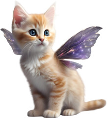 Fairy kitten with a magical wing. 