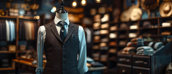 Fototapeta premium Mannequin with new clothes in a men's suit store.