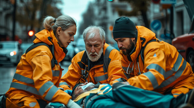 Providing first aid after a serious accident.