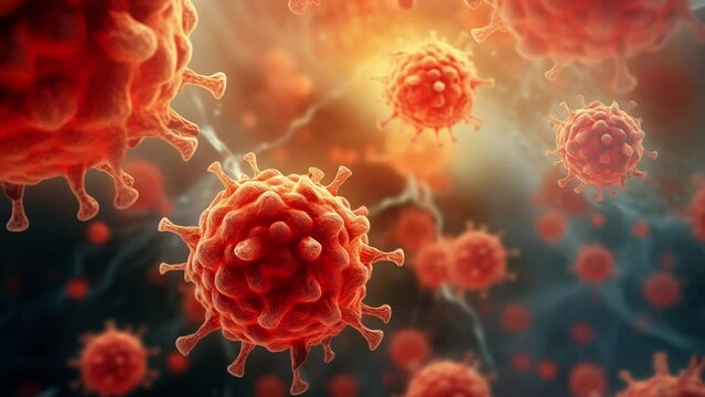 Cancer cell or tumor illustration for symbolizing cancer awareness on World Cancer Day.