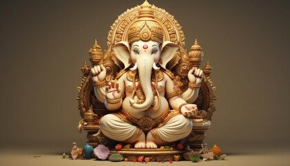 View of Ganesha on isolated background