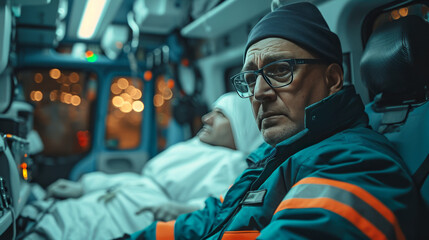 Obraz premium The angry emergency doctor is very upset that he could not save the patient before arriving at the hospital.