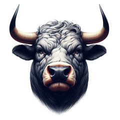 Naklejka premium Portrait of a bull isolated on transparent background. Vector illustration.