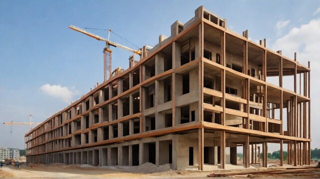 Architecture and construction building under construction, industrial development
