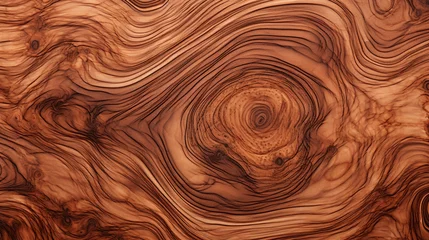 Foto op Canvas Swirling patterns of burl Brown wood texture © tinyt.studio