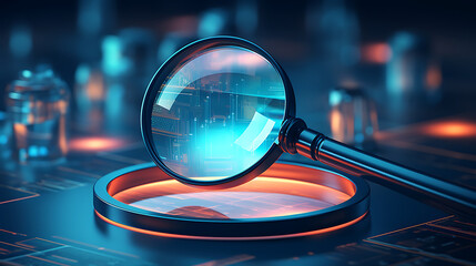 magnifying glass combination for modern technology concept