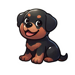 Fototapeta premium Rottweiler puppy sticker on white background. Vector illustration. Isolated on transparent background PNG.