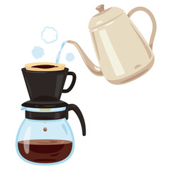 コーヒードリッパーにお湯を注ぐケトル
