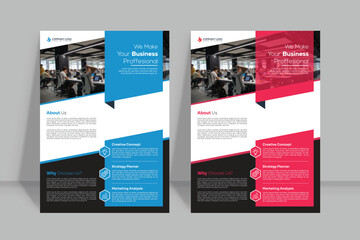 Corporate business flyer template  in A4. 2 Color ways included.Can be adapt to Brochure, Annual Report, Magazine,Poster, Corporate Presentation, Portfolio, Banner, Website.