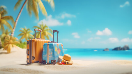 summer vacation concept, travel background with copy space