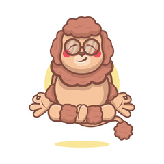 calm poodle dog character mascot with yoga meditation pose isolated cartoon