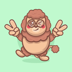 funny poodle dog character mascot with peace sign hand gesture isolated cartoon 
