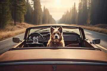 A dog sitting in a car looks back and misses its owner.