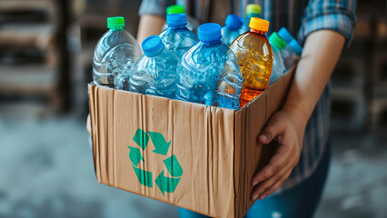 Plastic waste recycling concept.