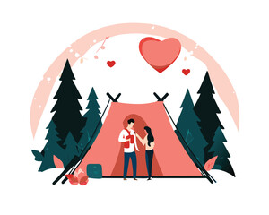 A couple camping on Valentines  Day