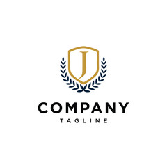 Letter J shield education logo icon vector template