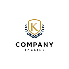 Letter K shield education logo icon vector template