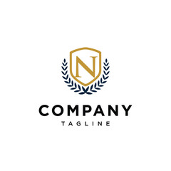 Letter N shield education logo icon vector template