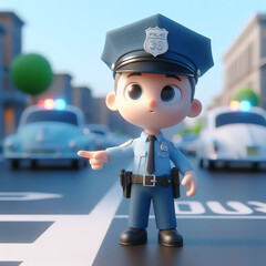 Police character working