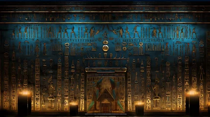 Foto op Plexiglas a wall of an ancient egyptian temple with symbols and symbols © growth.ai