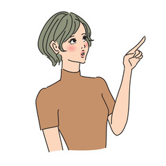 ショートヘアの大人っぽい女性上半身