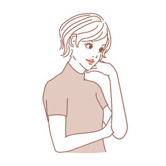 ショートヘアの大人っぽい女性上半身