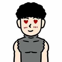 cartoon boy with love kawaii character