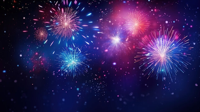 Happy new year firework celebration banner