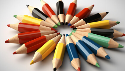 Fototapeta premium pencils coming together to form a puzzle representing collaboration teamwork or problem solving