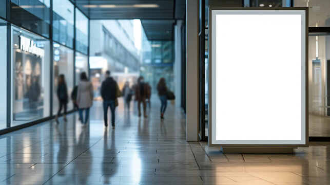 White borad for product advertisement at office building. Created using generative AI.
