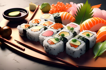 Sushi Platter. Generative AI.