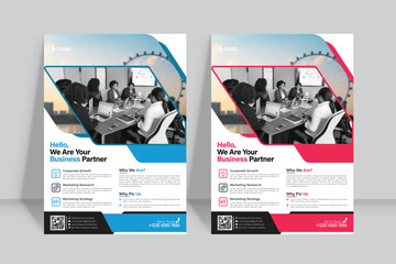 Corporate business flyer template  in A4. 2 Color ways included.Can be adapt to Brochure, Annual Report, Magazine,Poster, Corporate Presentation, Portfolio, Banner, Website.