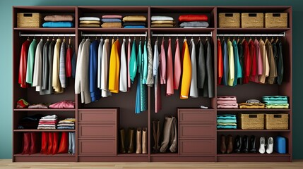Automated closet organization systems for wardrobe management solid color background