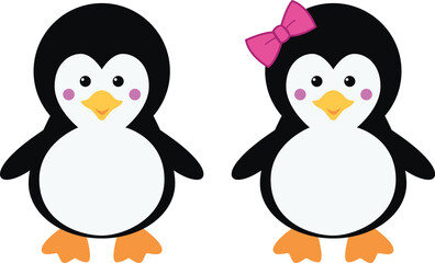 Naklejka premium Cute Penguin Isolated On A White Background 