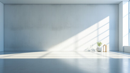 White empty room interior with window and sunlight. Abstract texture for website, business, print design template  for design with copy space.