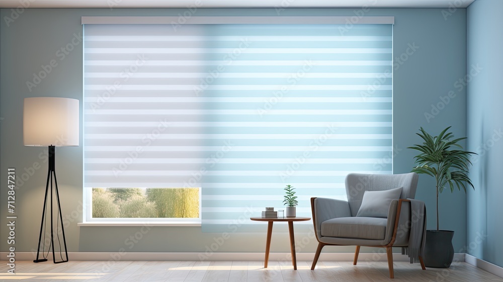 Poster remote controlled blinds for privacy and light control solid color background
