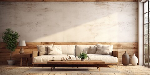 Obraz na płótnie Canvas Contemporary indoor space with cozy couch
