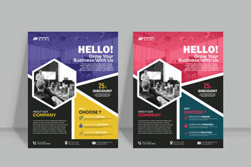 Corporate business flyer template  in A4. 2 Color ways included.Can be adapt to Brochure, Annual Report, Magazine,Poster, Corporate Presentation, Portfolio, Banner, Website.