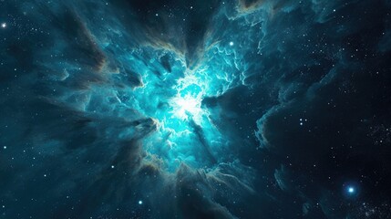 Fototapeta na wymiar A neon blue supernova illuminates a dark corner of the galaxy