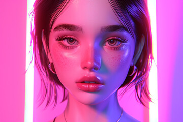 Obraz premium Human portrait game background style 3d stylish illustration