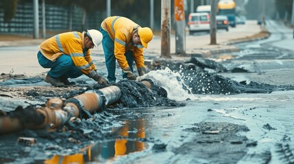 Repair team fix the broken pipe issues 