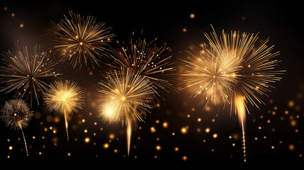 Fototapeta na wymiar 2024 new year firework celebration background with realistic bauble design