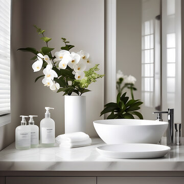 interior with white flowers