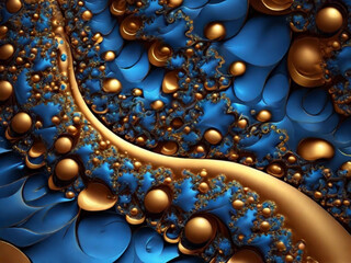 abstract fractal background,Fractal Background in Blue gold and Golden Colors Wallpaper
