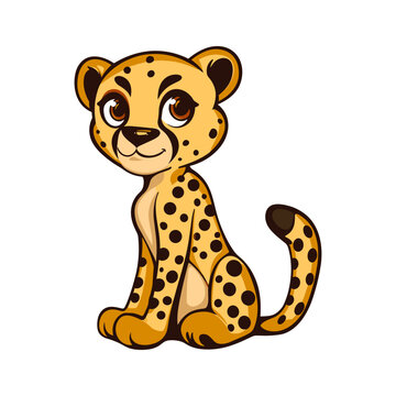 cute cheetah emblem logo cartoon