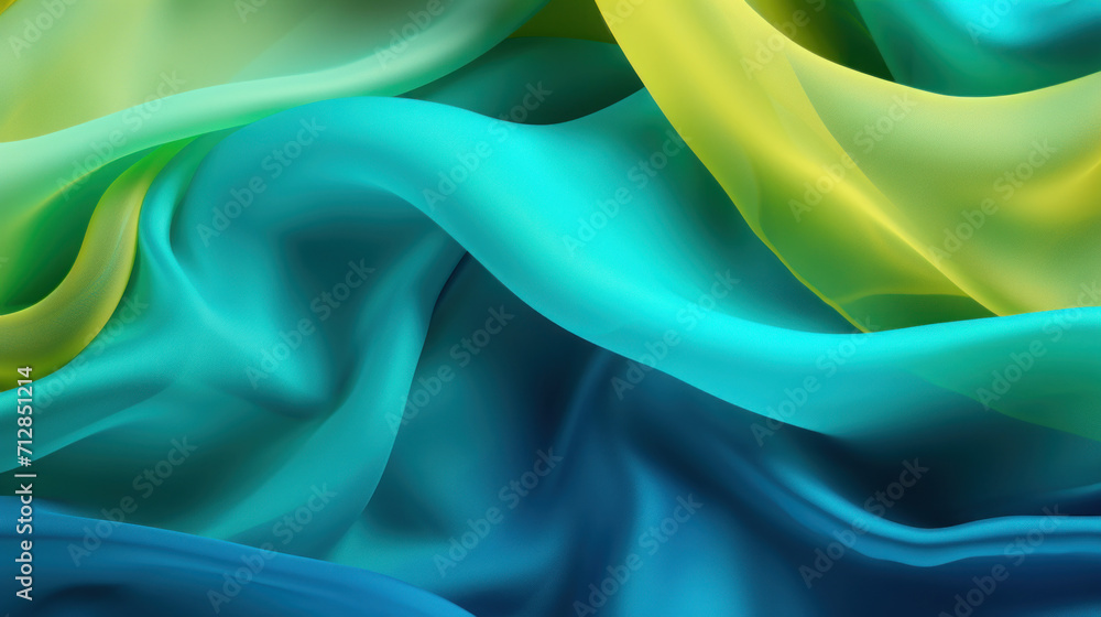 Poster a vivid yellow satin cloth with a luxurious flowing texture, creating a dynamic and cheerful backdro
